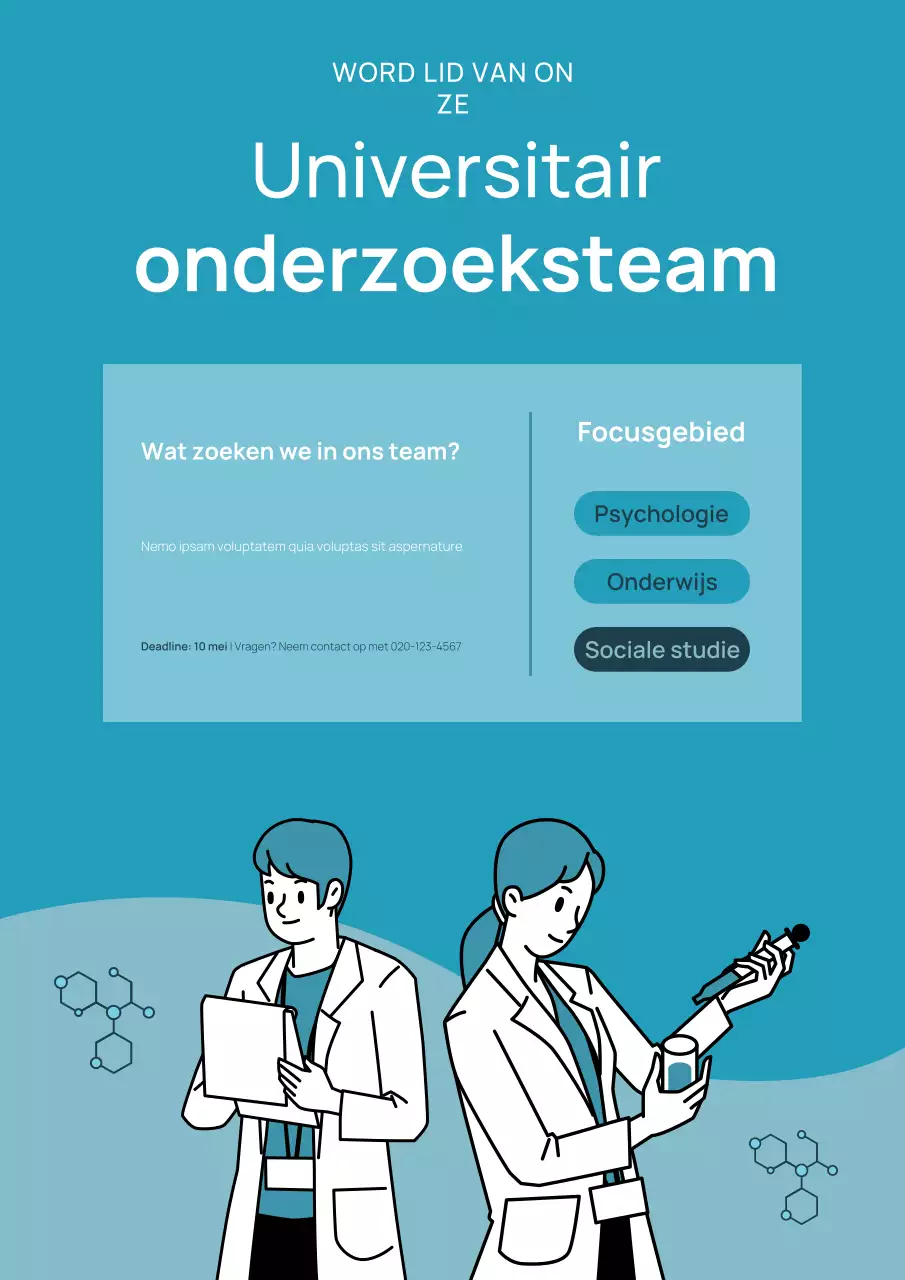Webposter van het onderzoeksteam van Blue and Fresh University