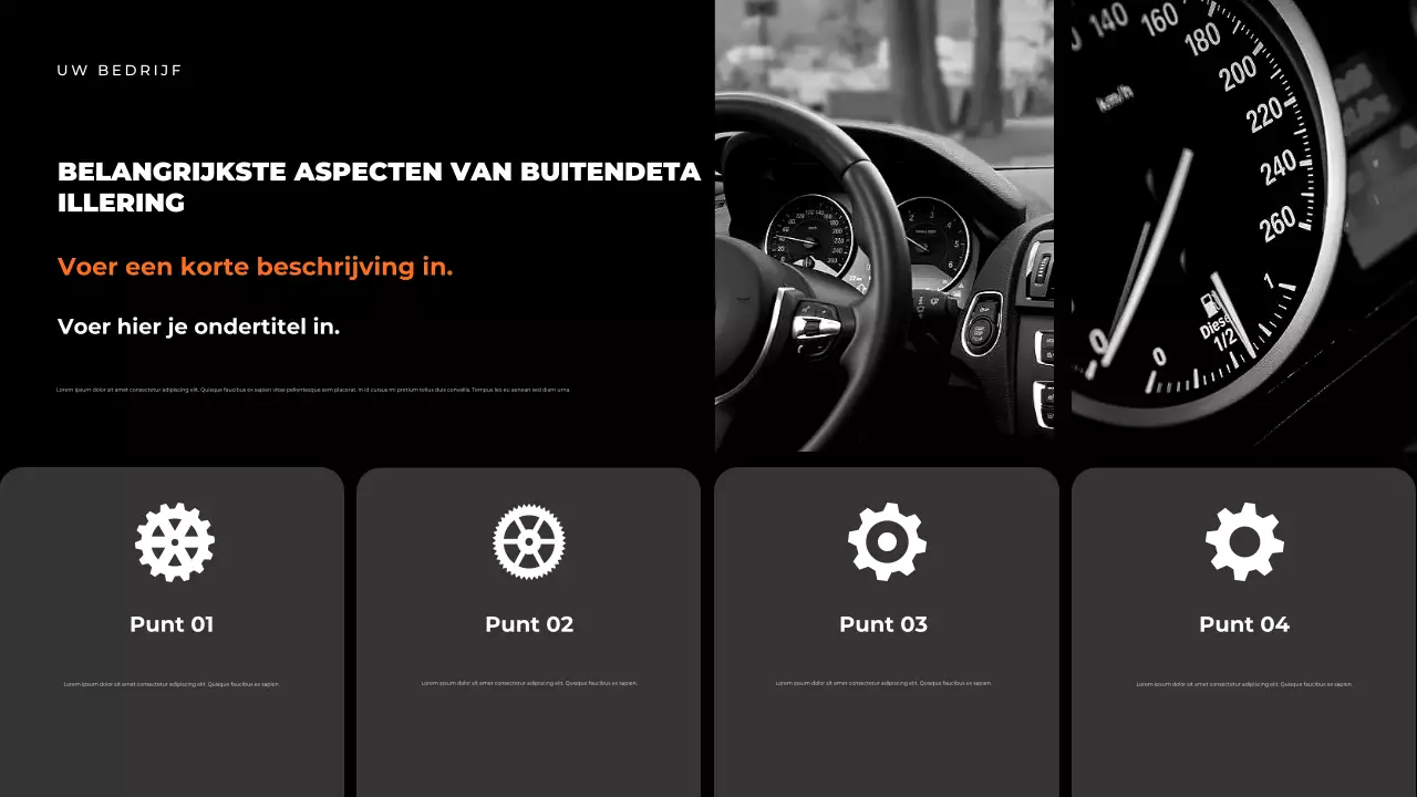 Presentatie van de zwarte moderne autogids