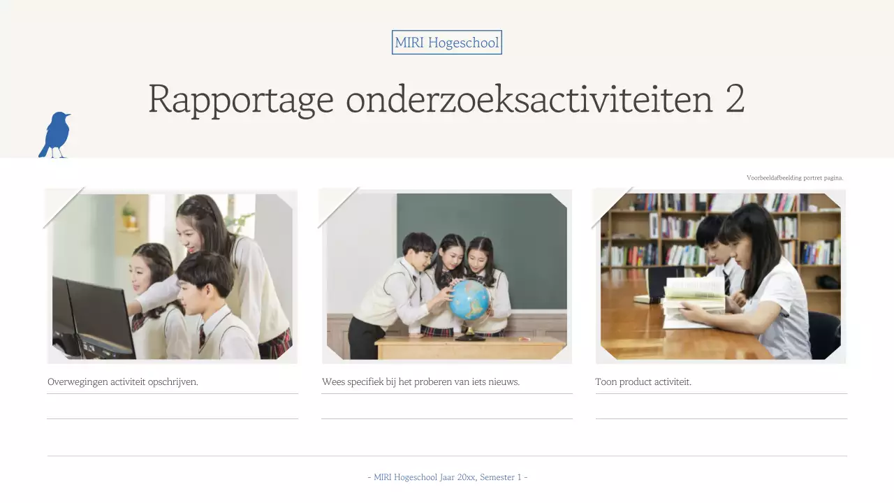 Rapport over eenvoudig blauw educatief materiaal