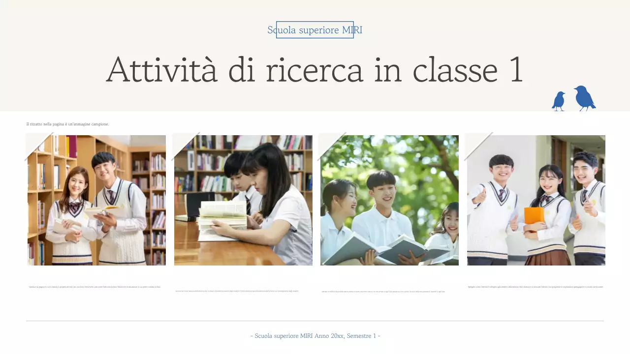 Rapporto sui materiali didattici semplici blu