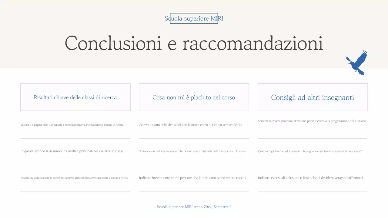 Rapporto sui materiali didattici semplici blu