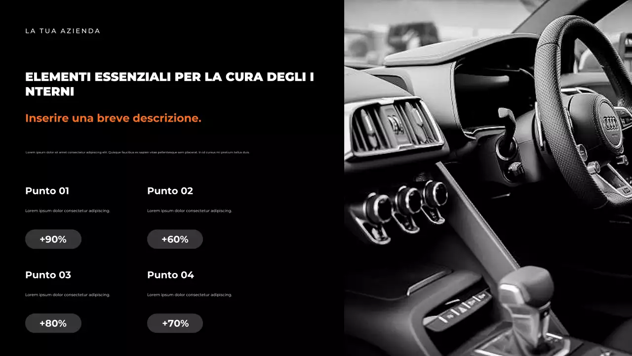 Presentazione della guida per auto moderne nere