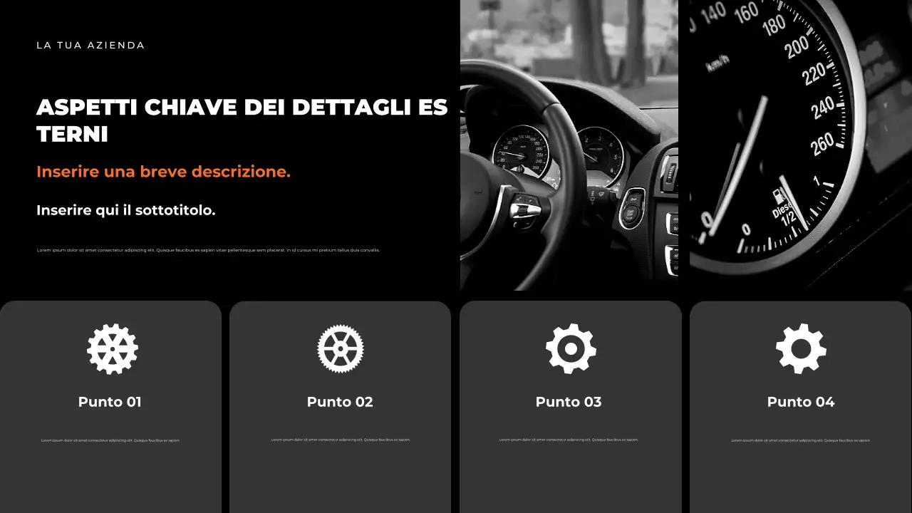 Presentazione della guida per auto moderne nere