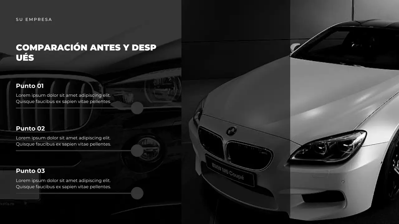 Presentación de la guía de coches modernos de color negro