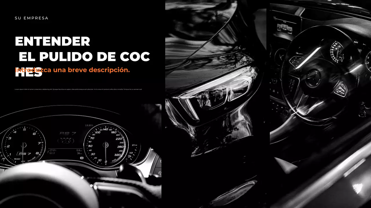 Presentación de la guía de coches modernos de color negro