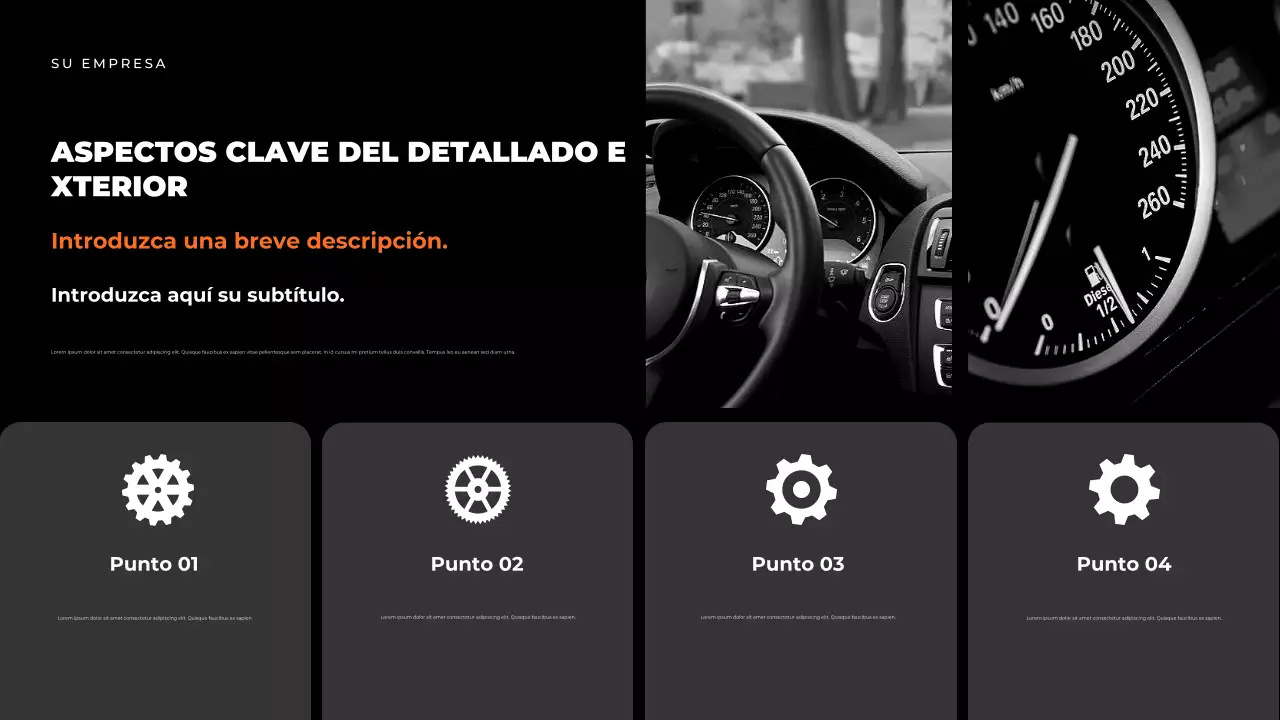 Presentación de la guía de coches modernos de color negro