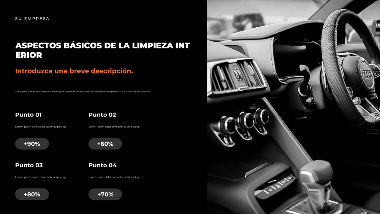 Presentación de la guía de coches modernos de color negro