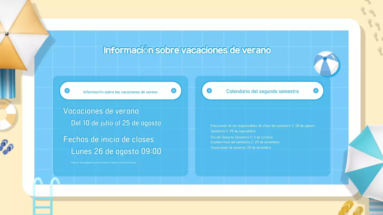 Guía de vacaciones sencilla y azul