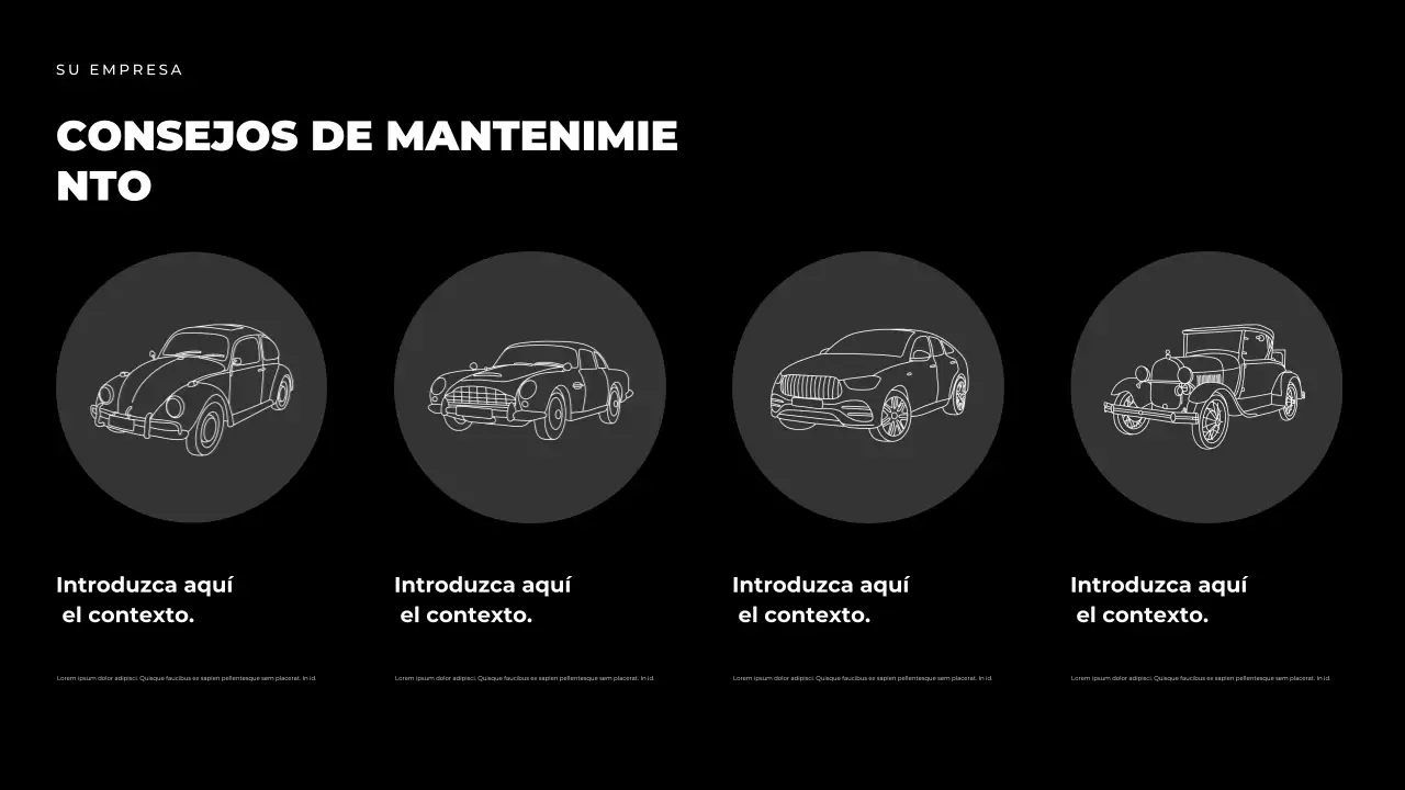 Presentación de la guía de coches modernos de color negro