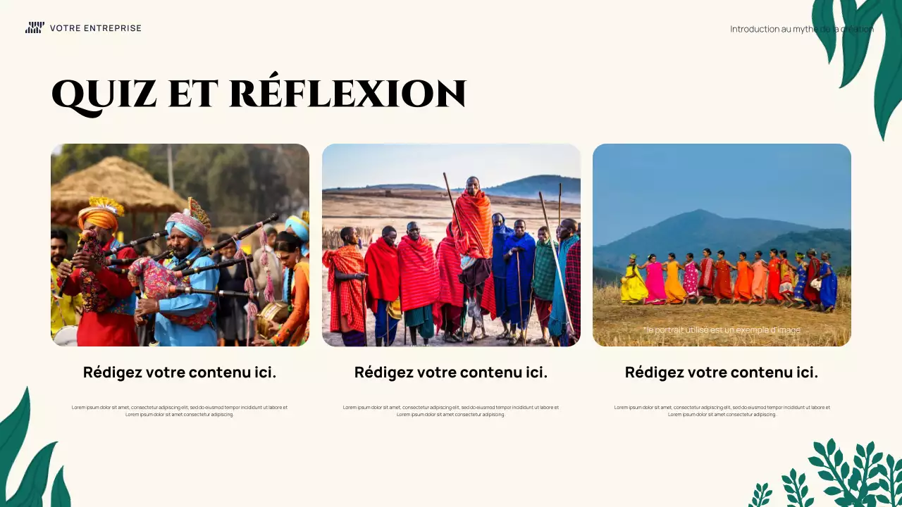 Présentation du mythe de la création, introduction illustrative et colorée