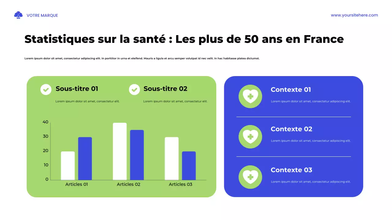 Présentation illustrative d'une étude sur la santé en bleu et vert