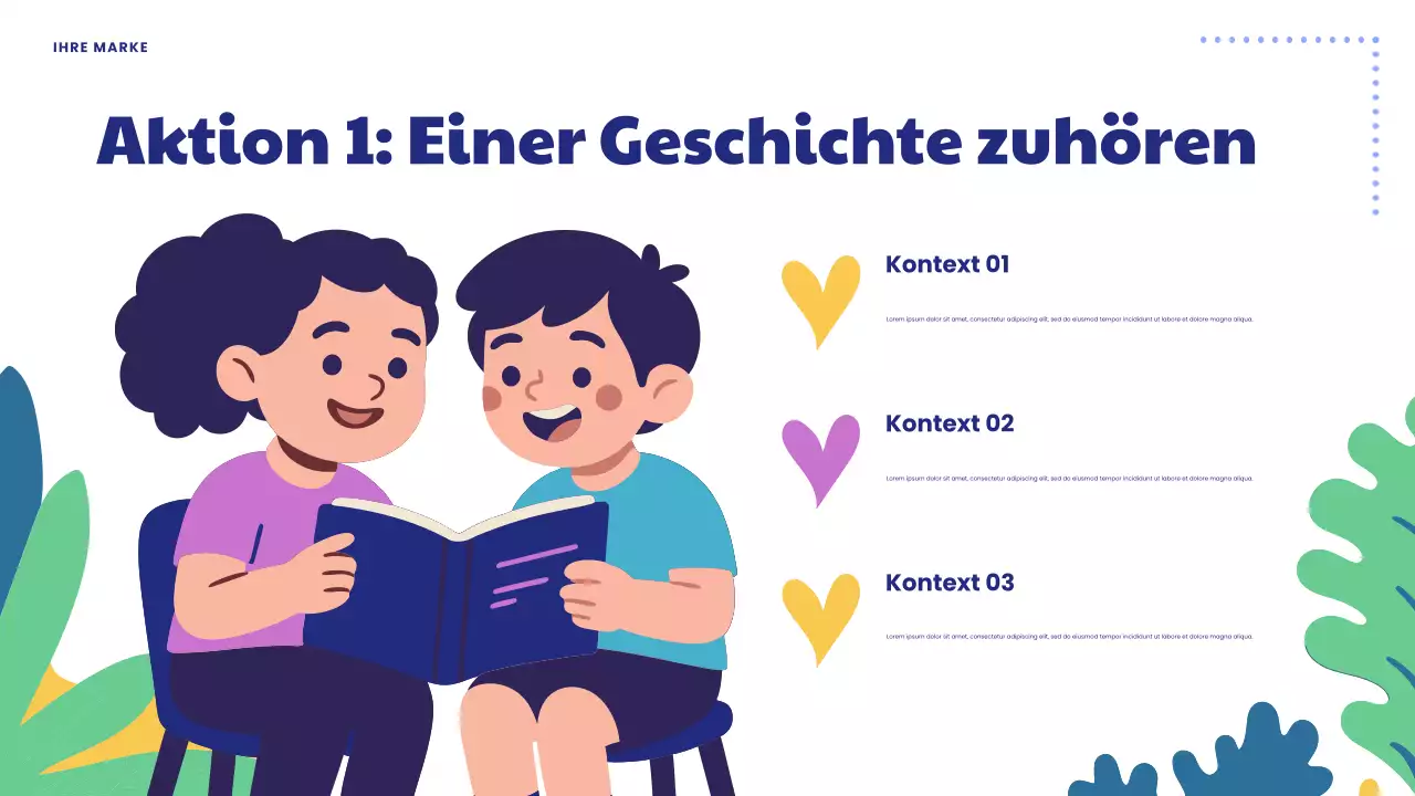 Blaue Präsentation „Spielerisches Lernen macht Spaß“