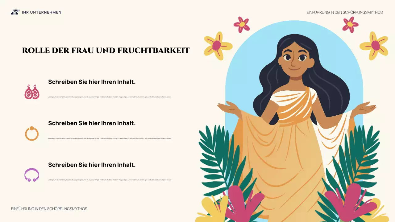 Farbenfrohe, illustrative Einführung Schöpfungsmythos Präsentation