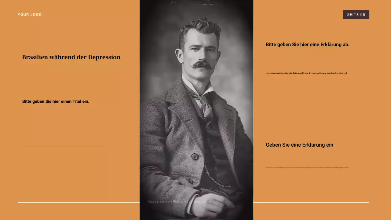 Braune und orangefarbene Vintage-Präsentation zur Weltwirtschaftskrise von 1929