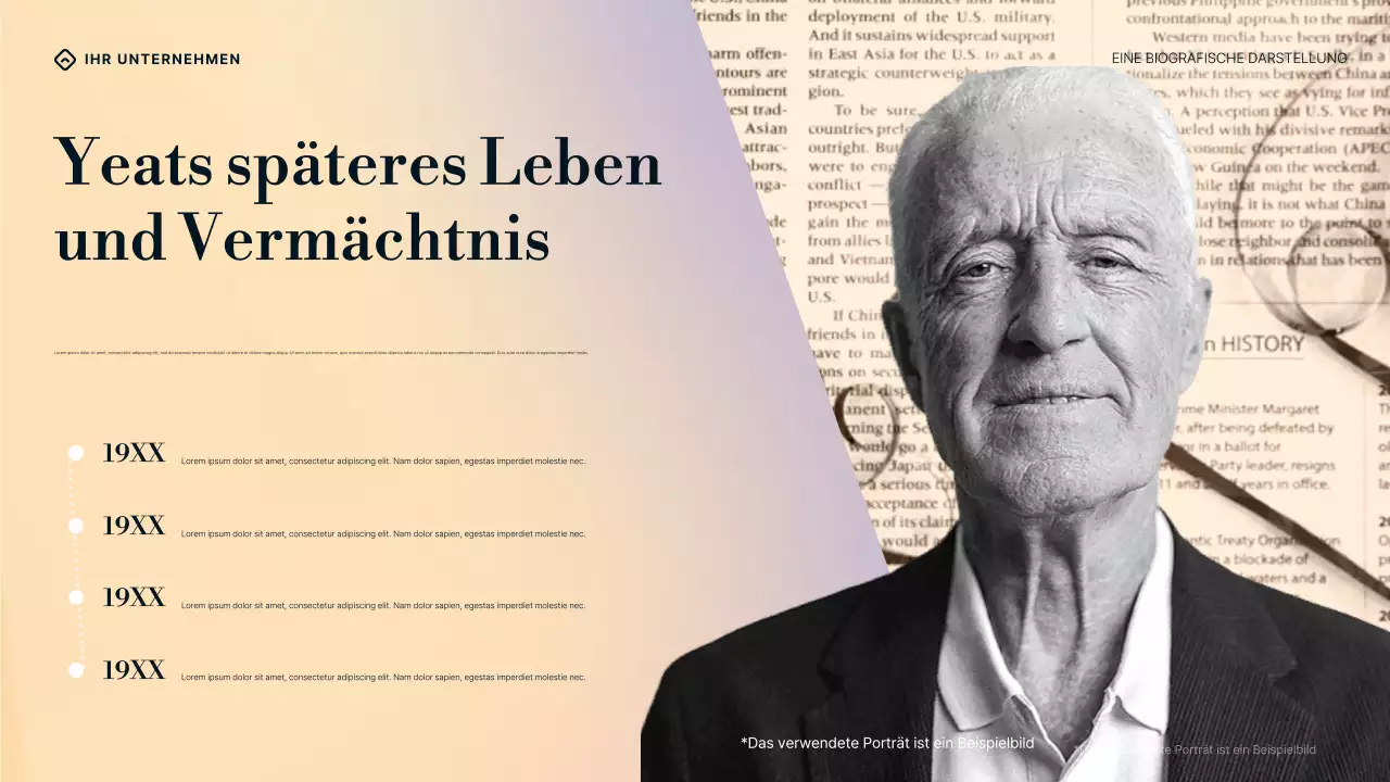 Lila-Blau- und Creme-Farbverlauf William Butler Yeats Biografie Präsentation