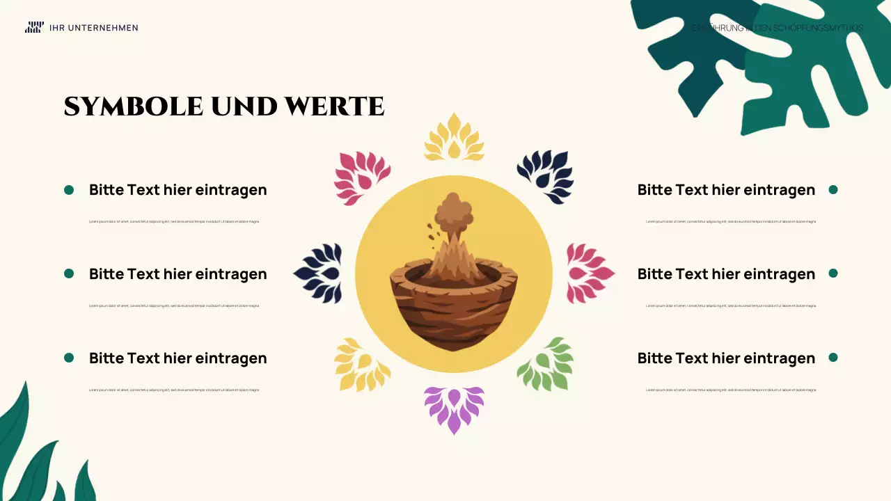 Farbenfrohe, illustrative Einführung Schöpfungsmythos Präsentation