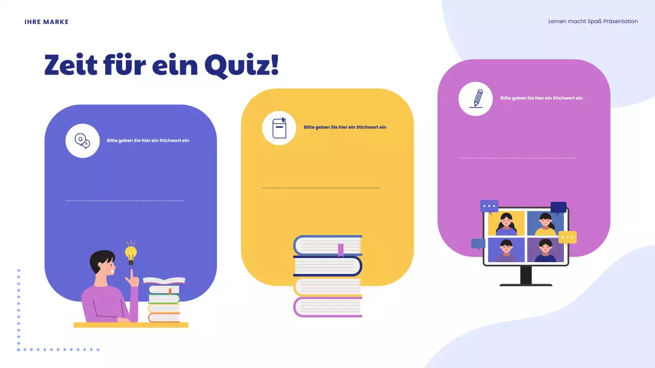 Blaue Präsentation „Spielerisches Lernen macht Spaß“