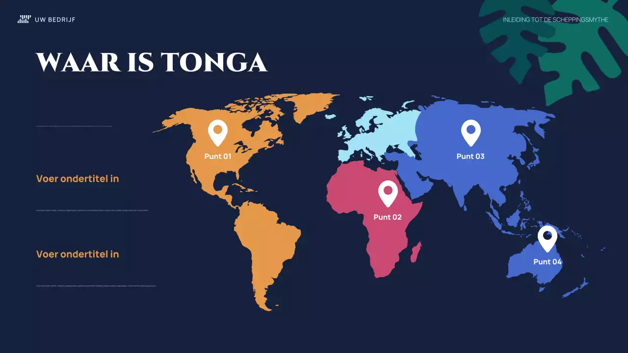 Kleurrijke illustratieve inleiding scheppingsmythe presentatie