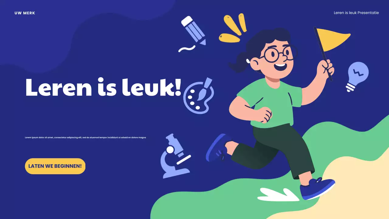 Blauwe Speels Leren is Leuke Presentatie