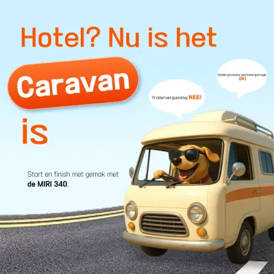 Advertentie voor Sky Blue Pop Camper Van