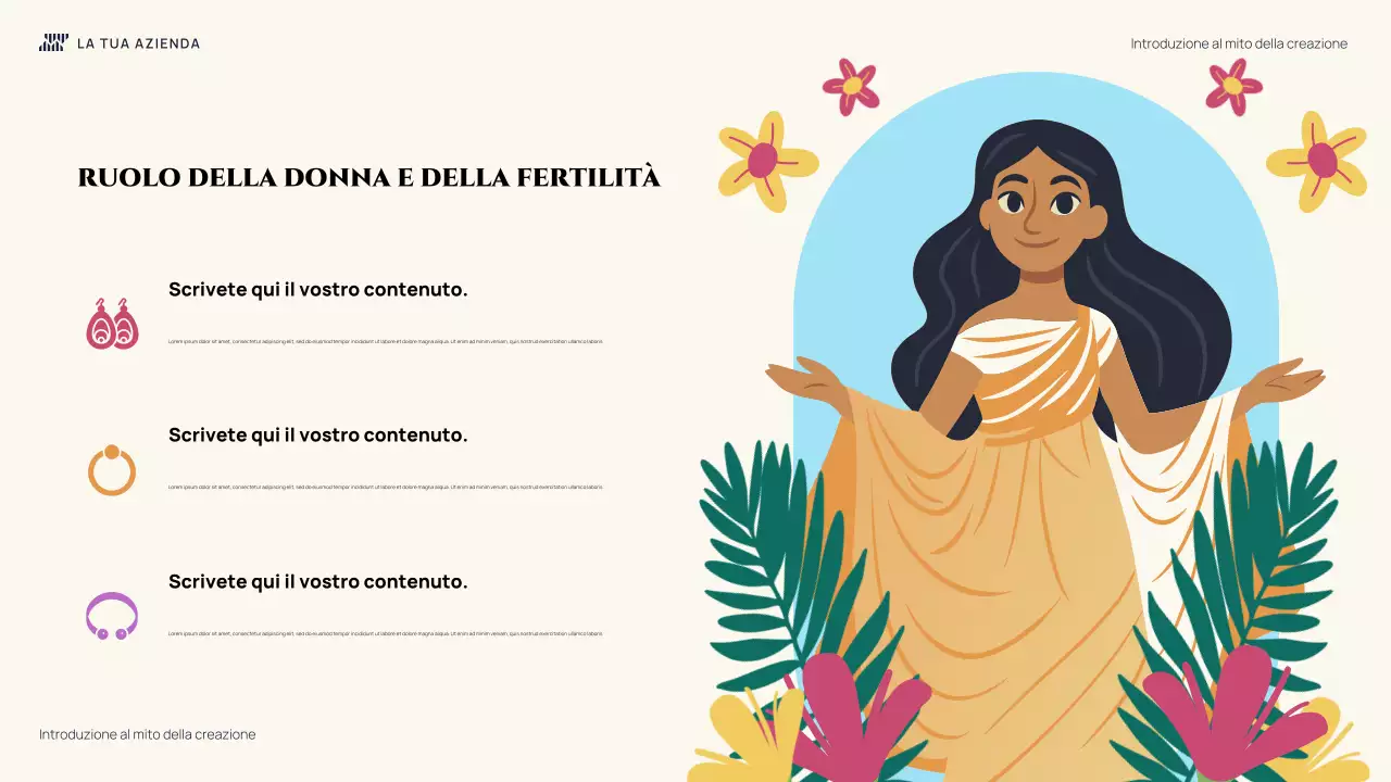 Introduzione illustrativa colorata Presentazione del mito della creazione