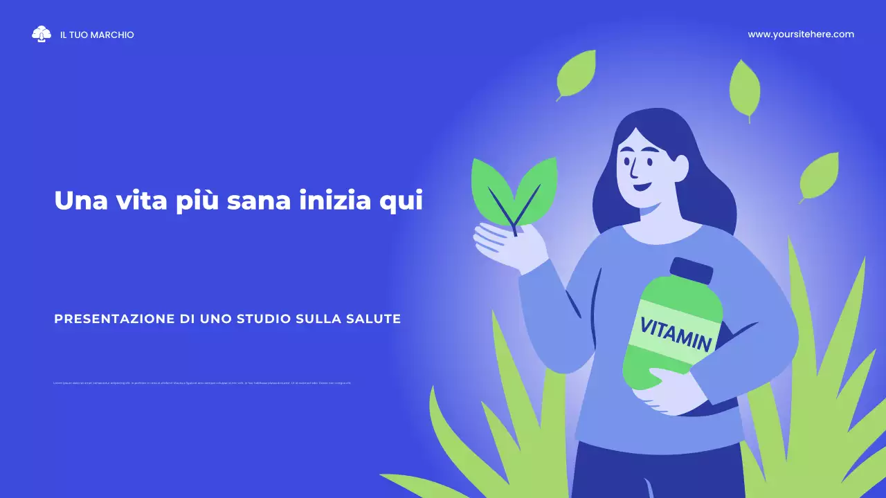 Presentazione illustrativa di uno studio sulla salute in blu e verde