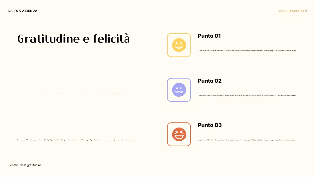 Presentazione sul potere della gratitudine: estetica viola e arancione