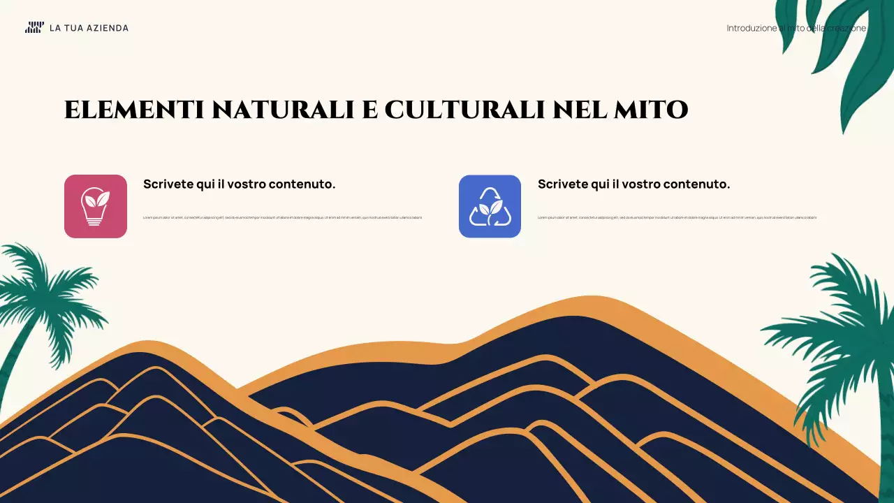 Introduzione illustrativa colorata Presentazione del mito della creazione