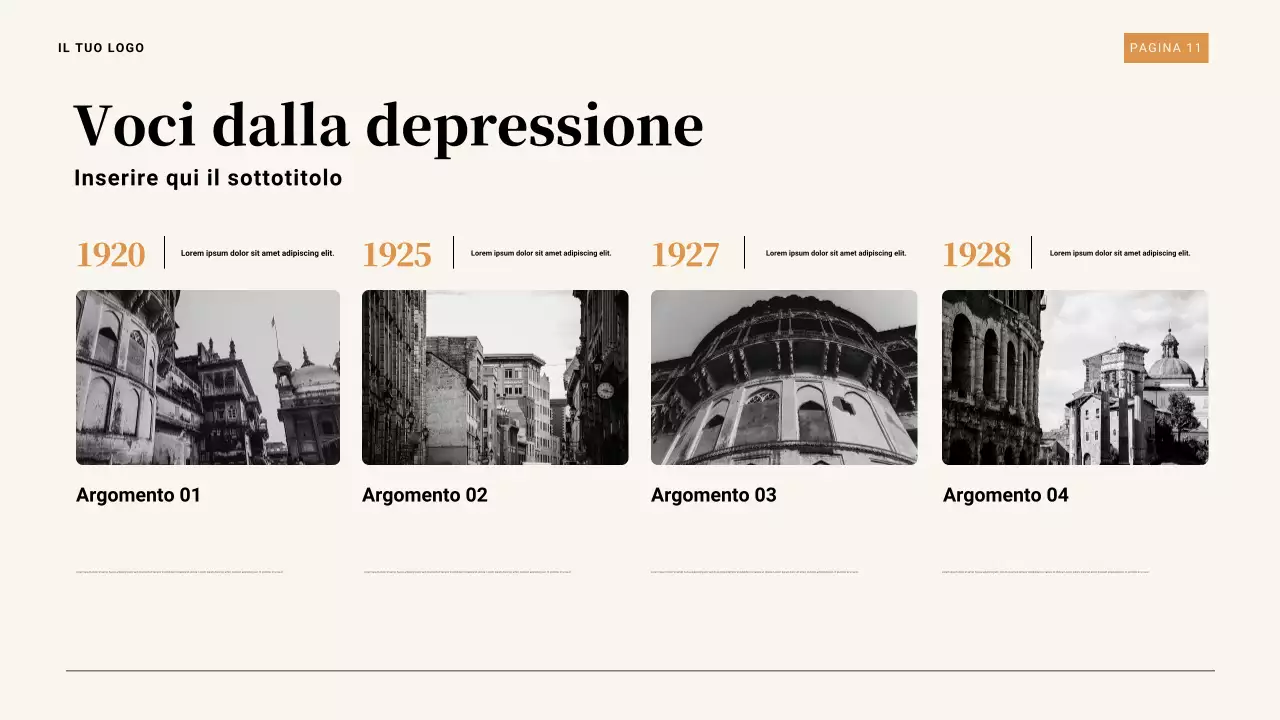 Presentazione della Grande Depressione del 1929 in marrone e arancione vintage
