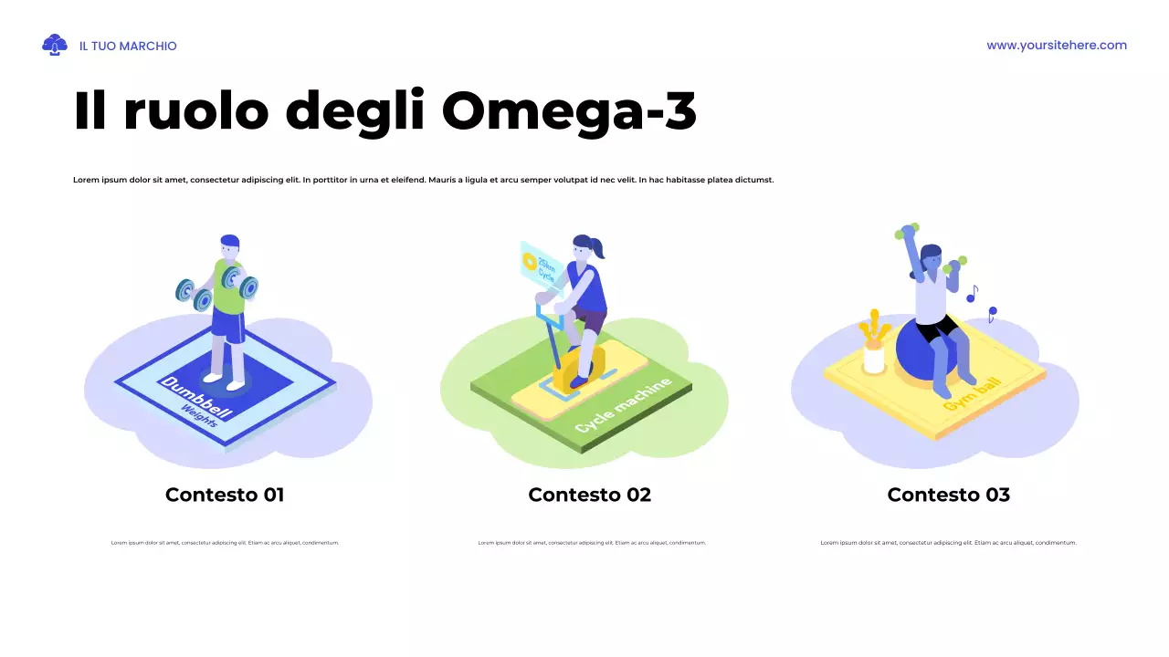 Presentazione illustrativa di uno studio sulla salute in blu e verde