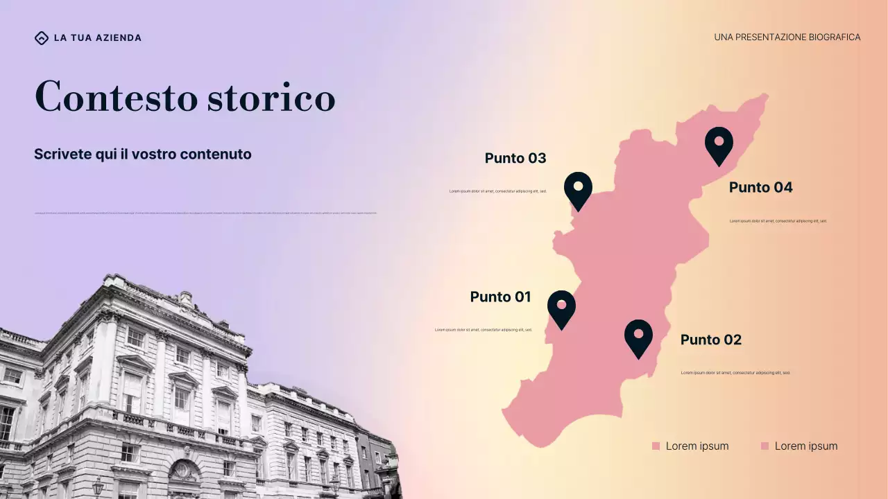 Presentazione della biografia di William Butler Yeats con sfumatura viola, blu e crema