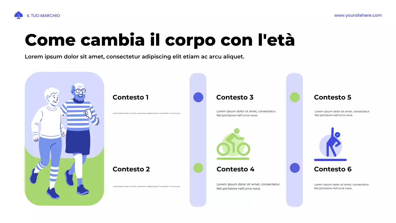 Presentazione illustrativa di uno studio sulla salute in blu e verde