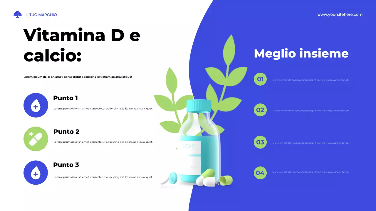 Presentazione illustrativa di uno studio sulla salute in blu e verde