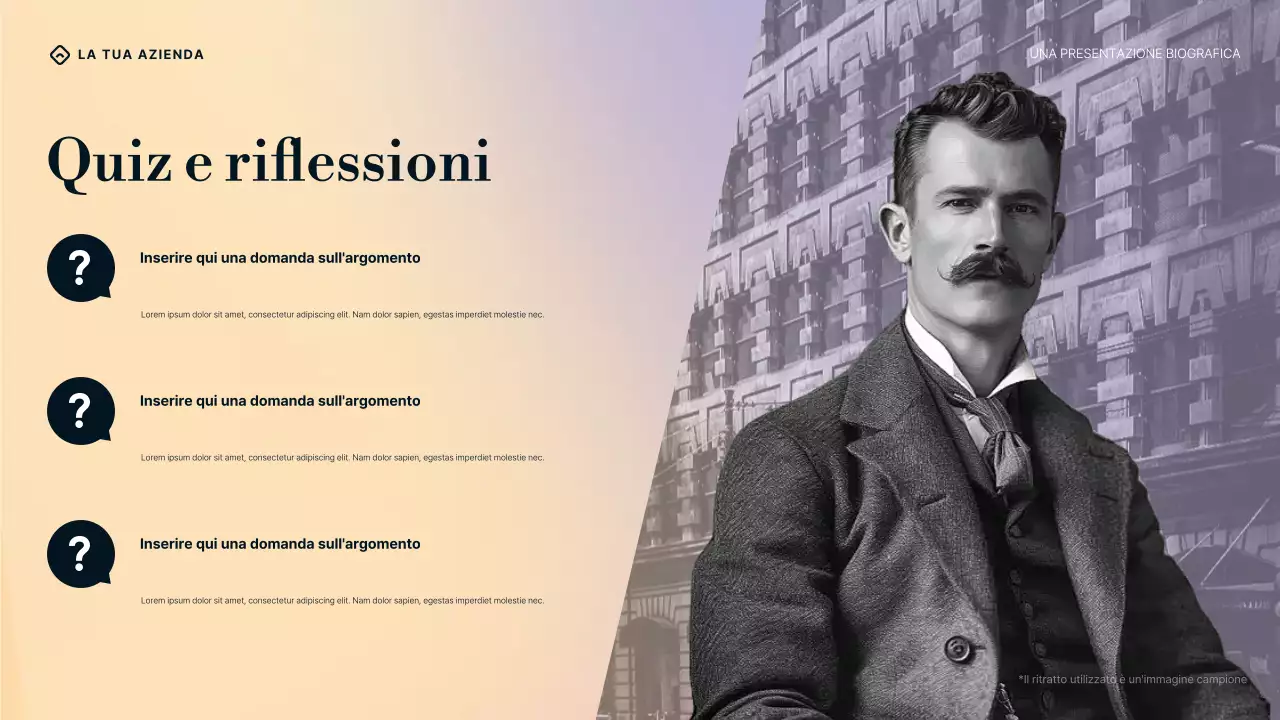 Presentazione della biografia di William Butler Yeats con sfumatura viola, blu e crema