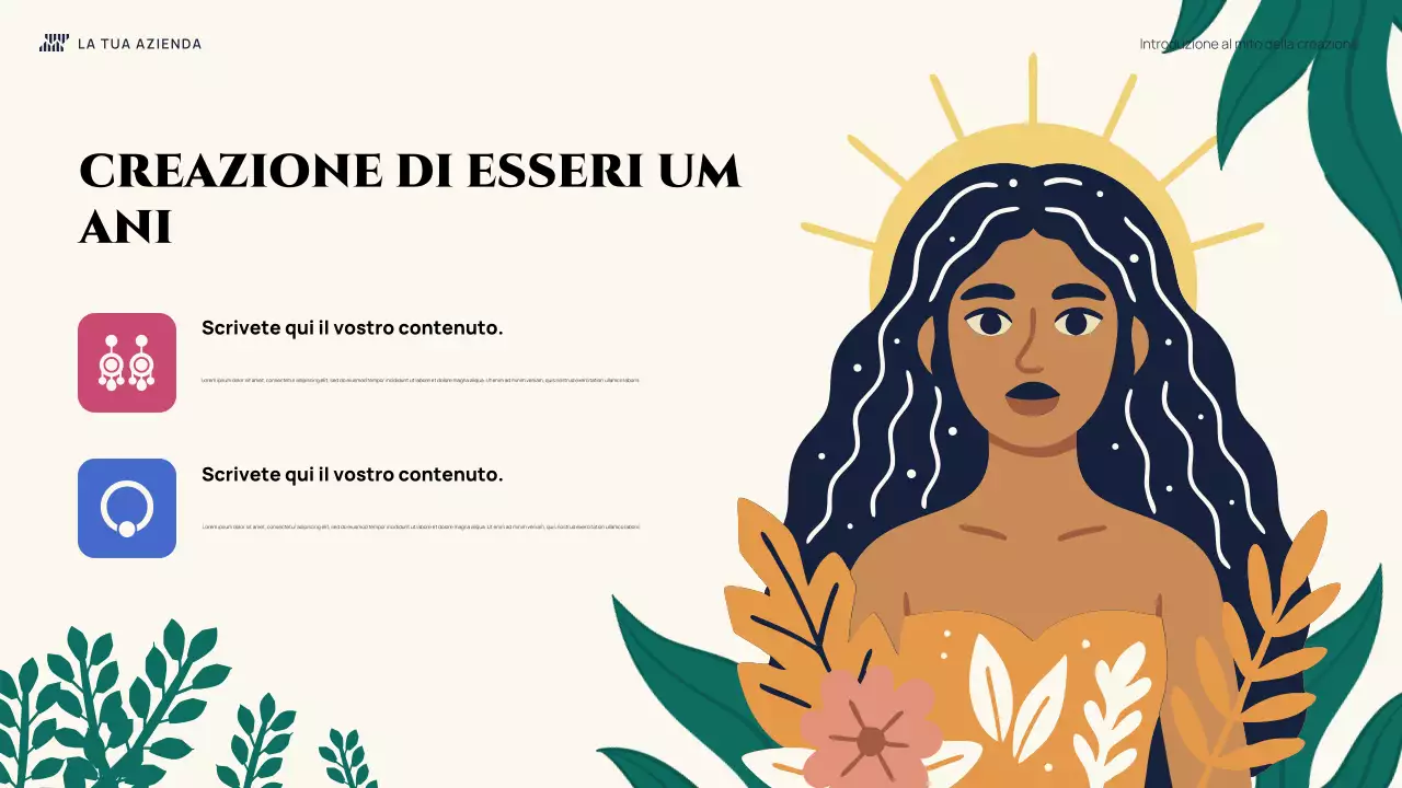 Introduzione illustrativa colorata Presentazione del mito della creazione