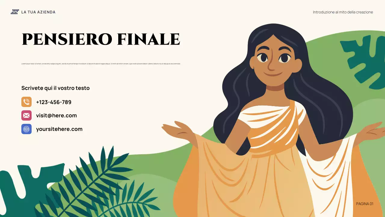 Introduzione illustrativa colorata Presentazione del mito della creazione