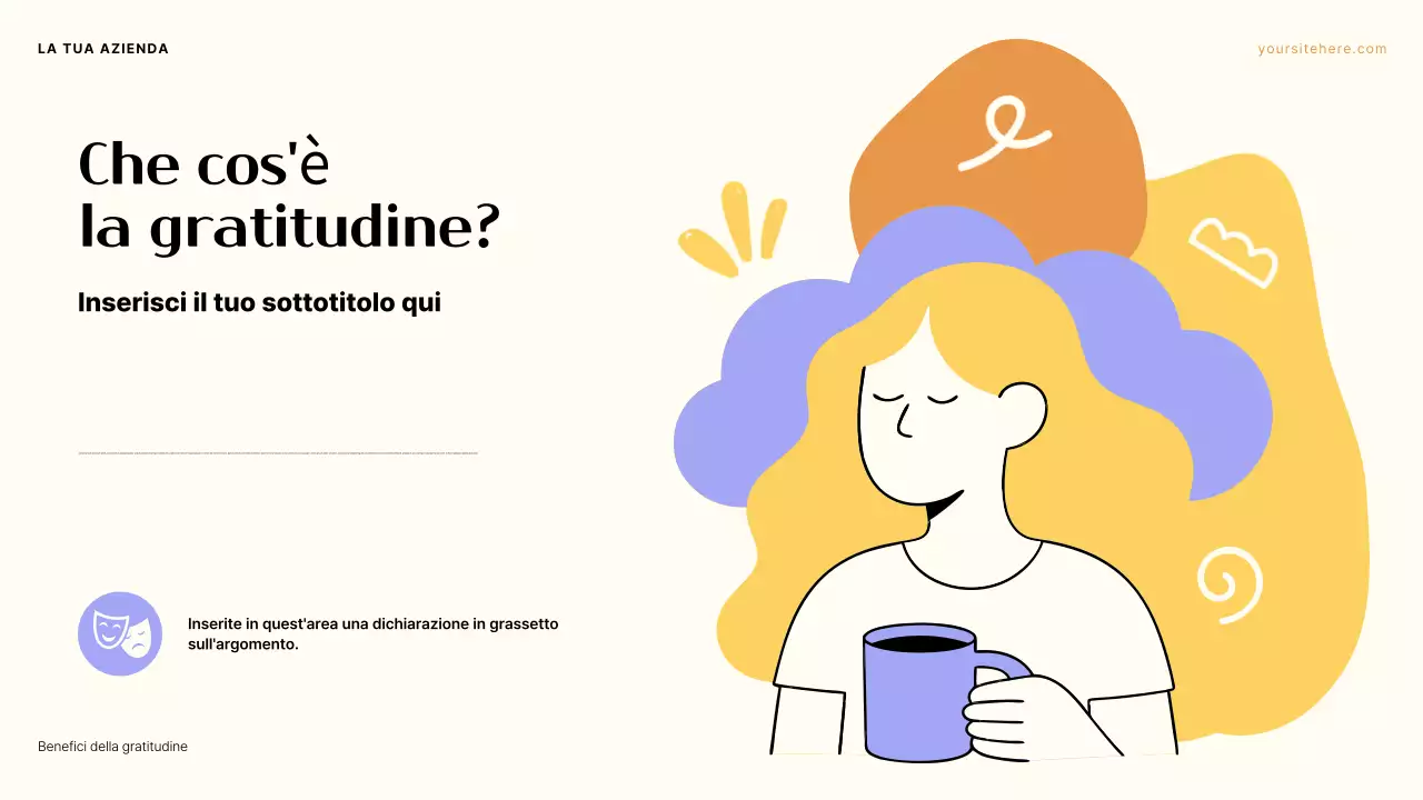 Presentazione sul potere della gratitudine: estetica viola e arancione