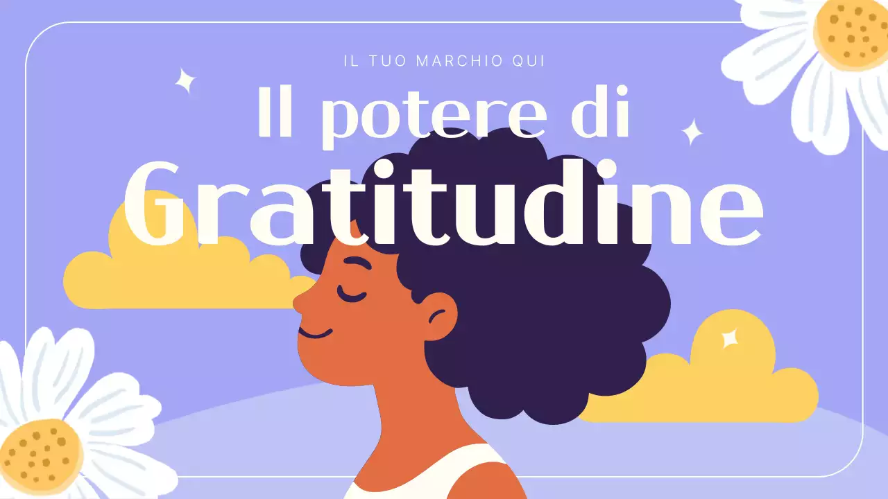 Presentazione sul potere della gratitudine: estetica viola e arancione
