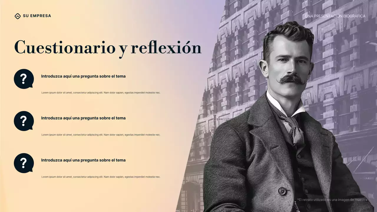 Presentación de la biografía de William Butler Yeats en degradado púrpura, azul y crema