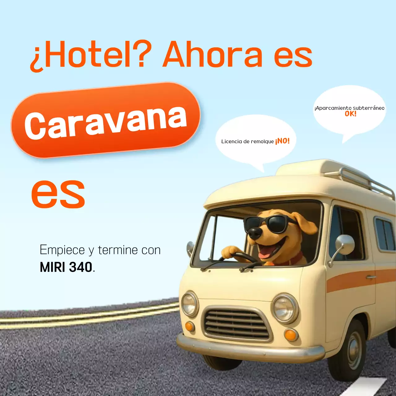 Anuncio de furgoneta camper Pop azul cielo