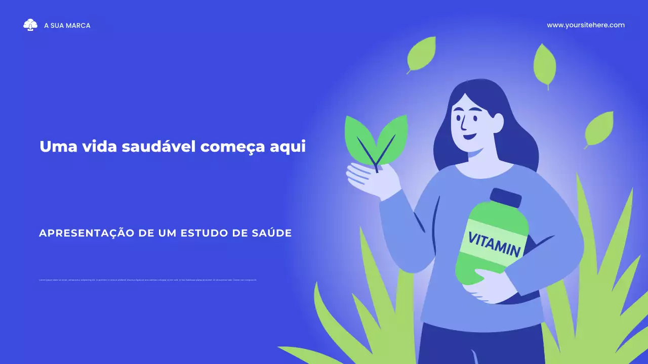 Apresentação ilustrativa de um estudo de saúde em azul e verde