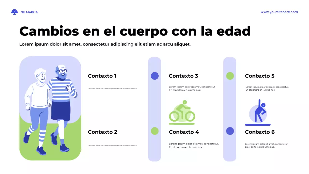 Presentación ilustrativa de un estudio de salud en azul y verde