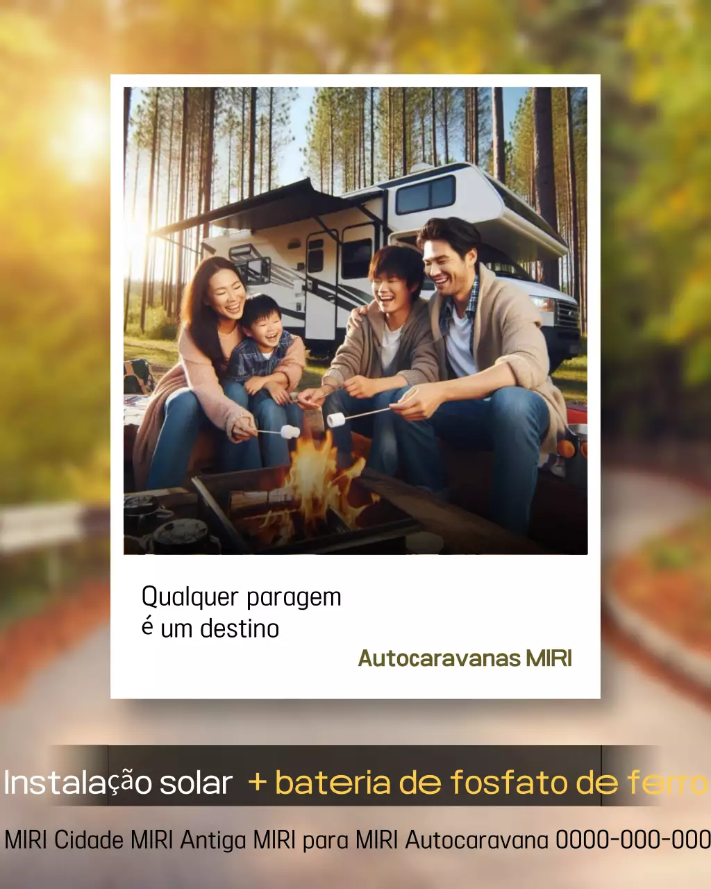 Anúncio de acampamento na natureza amarela