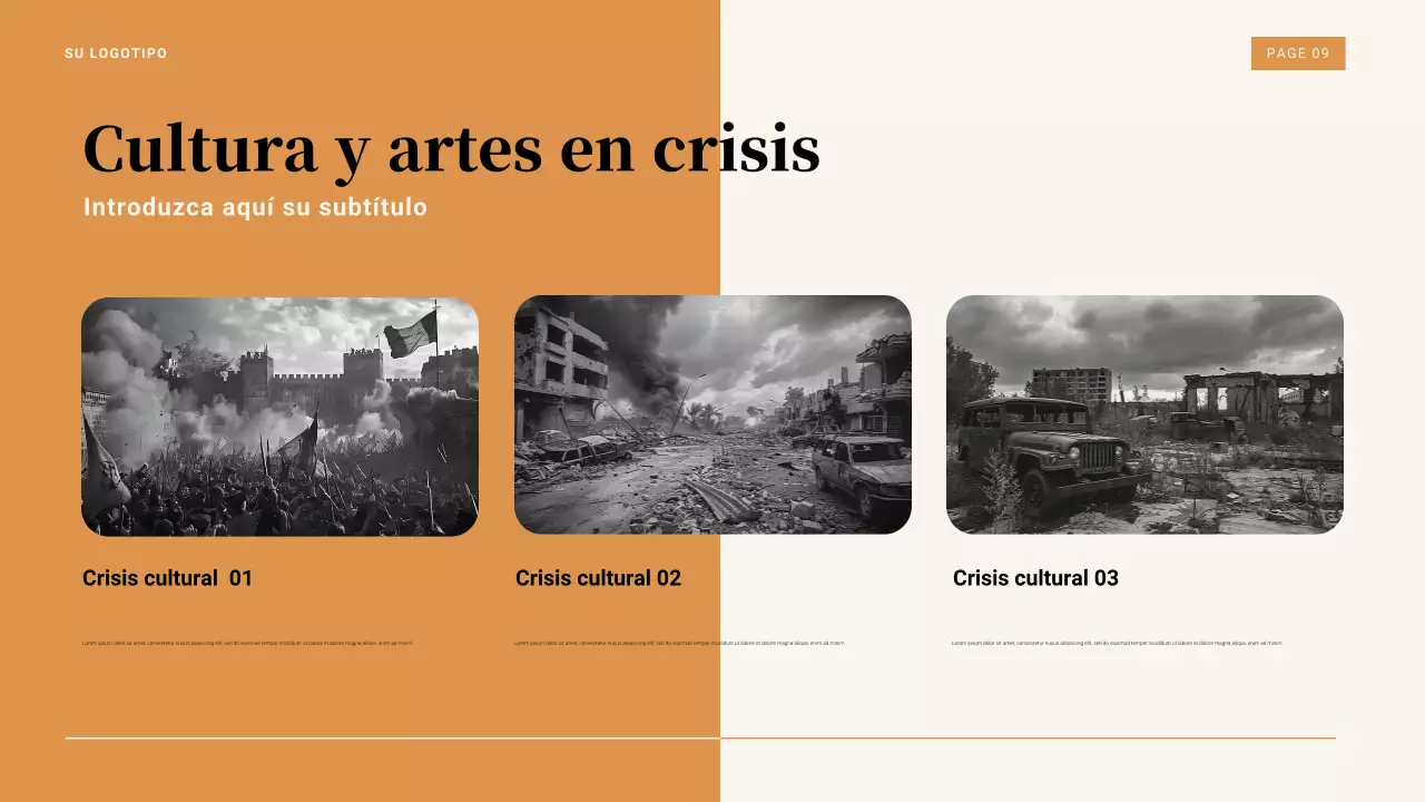 Presentación de la Gran Depresión de 1929 en marrón y naranja vintage