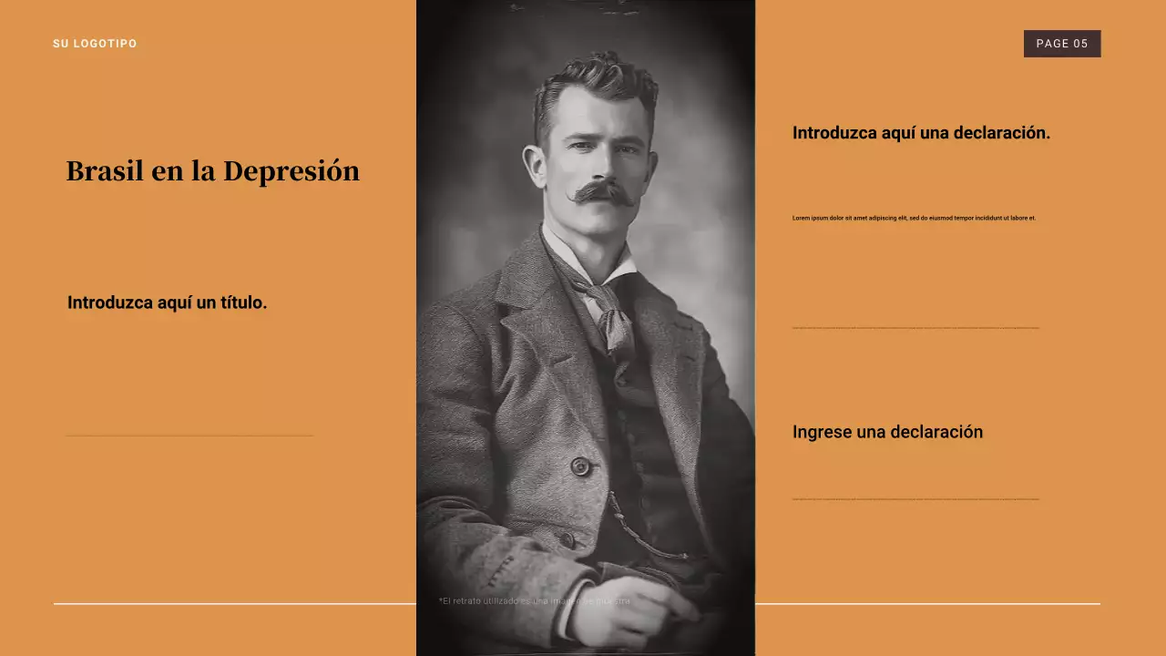 Presentación de la Gran Depresión de 1929 en marrón y naranja vintage