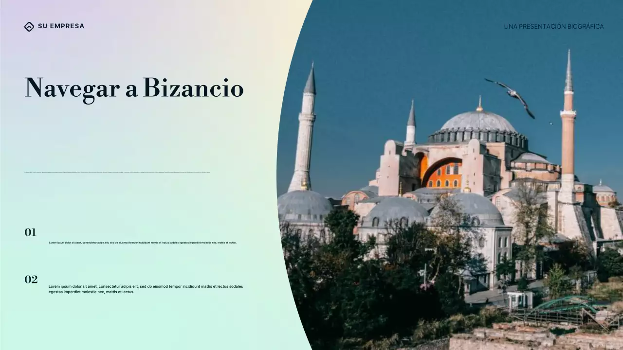 Presentación de la biografía de William Butler Yeats en degradado púrpura, azul y crema