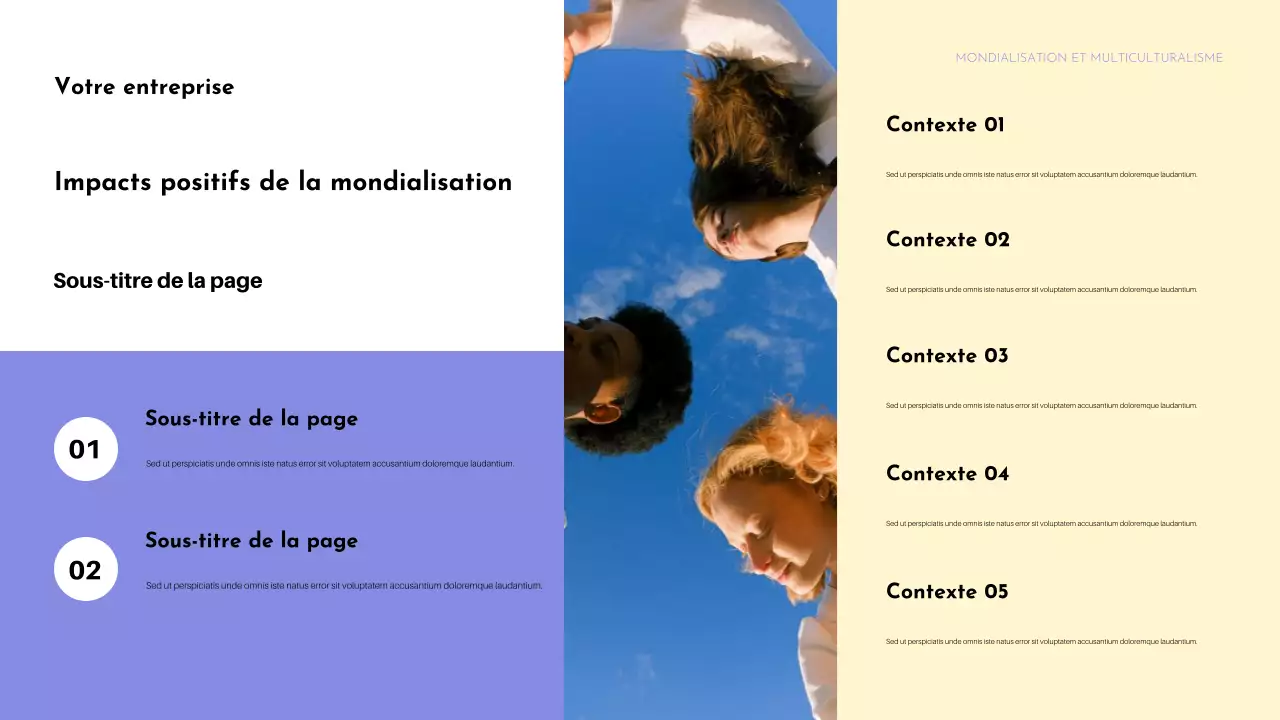 Présentation colorée de l'annonce de la diversité culturelle