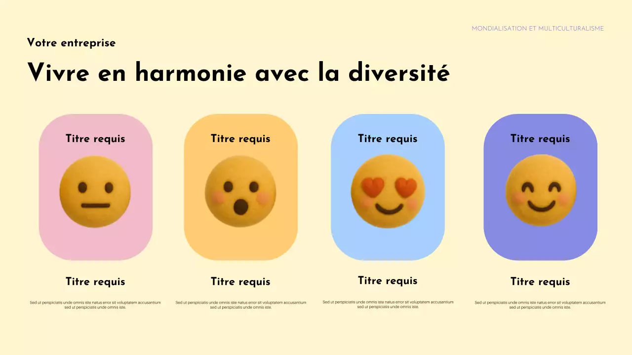 Présentation colorée de l'annonce de la diversité culturelle