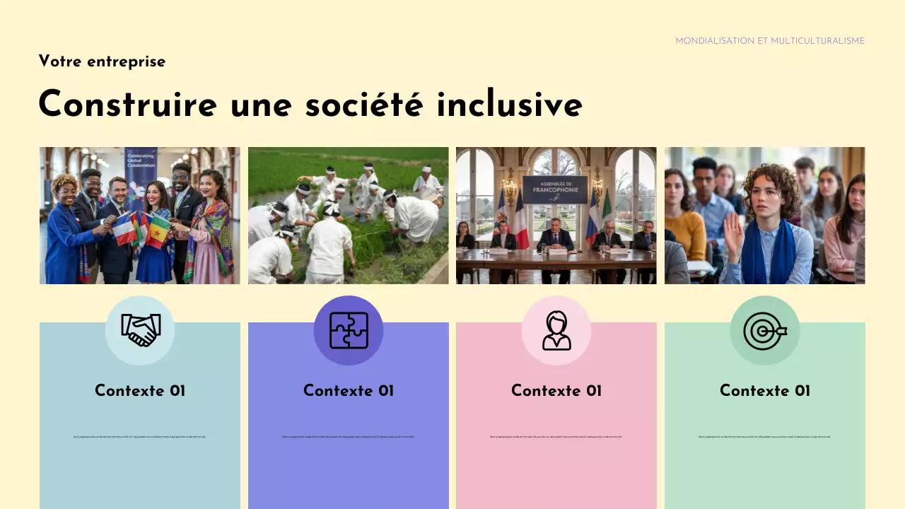 Présentation colorée de l'annonce de la diversité culturelle