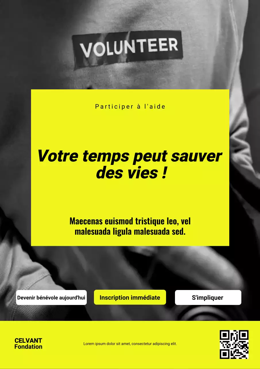 Affiche Web jaune et audacieuse pour la promotion des bénévoles